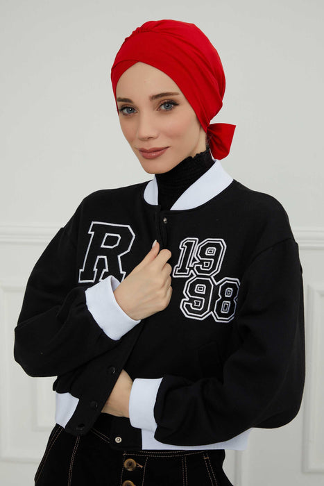Plain Instant Turban Cotton Scarf Head Wrap, Belted Turban Bonnet for Women, Chic Design Instant Turban Hijab, Plain Chemo Bonnet Cap,B-31