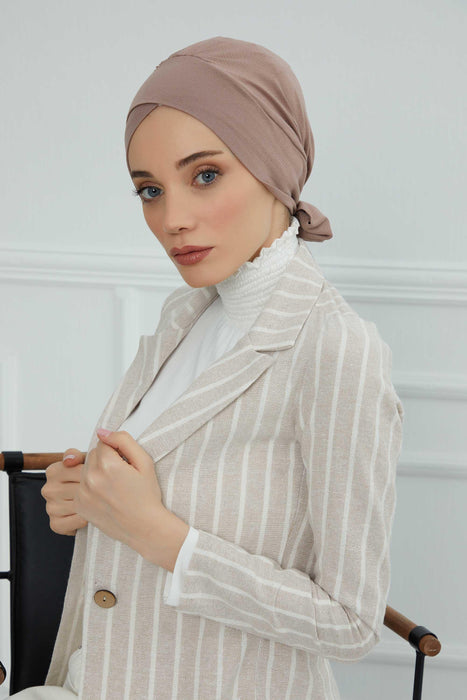 Plain Instant Turban Cotton Scarf Head Wrap, Belted Turban Bonnet for Women, Chic Design Instant Turban Hijab, Plain Chemo Bonnet Cap,B-31