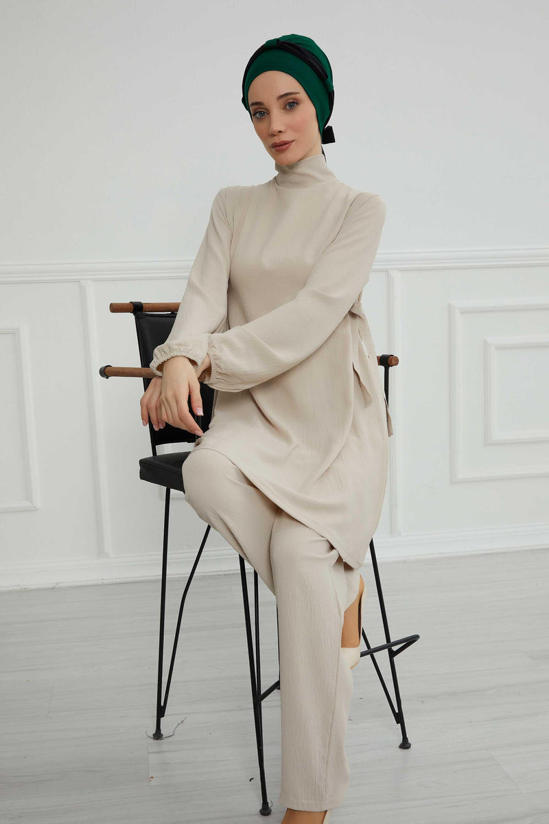 Dual Tone Instant Turban Bonnet with Chiffon Band, Fashionable Muslim Head Covering for Women, Ready-to-Wear Versatile Women Head Wrap,B-24