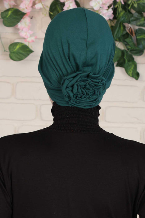 Instant Turban Cotton Scarf Head Wrap Scarfs For Women Hat with Little Cute Rose Detail Plain Bonnet Cap,B-53