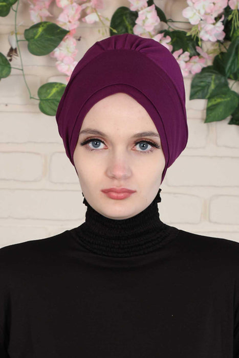 Instant Turban Cotton Scarf Head Wrap Scarfs For Women Hat with Little Cute Rose Detail Plain Bonnet Cap,B-53
