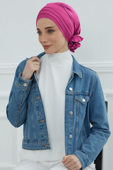Instant Turban Cotton Scarf Head Wrap With Crosswise Combed Style,B-14
