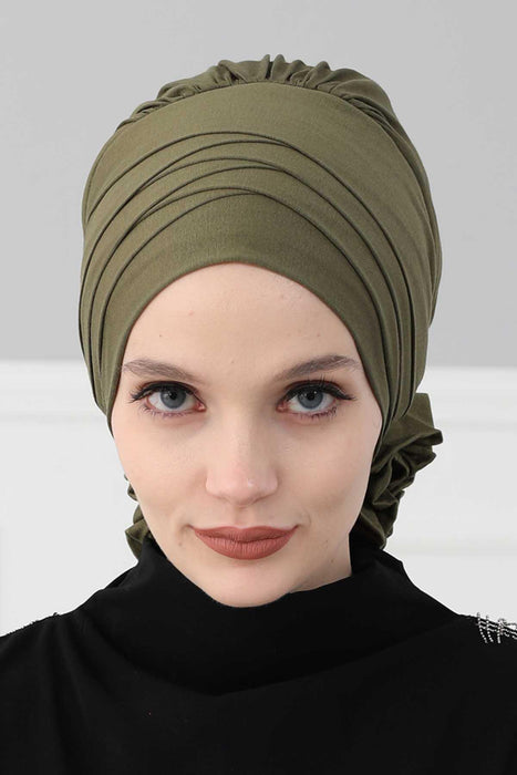 Chic Cross-Front Style Instant Turban Easy to Wear Cotton Stretch Headwrap, Elegant Modest Headwear, Versatile Pre-Tied Hijab for Women,B-14