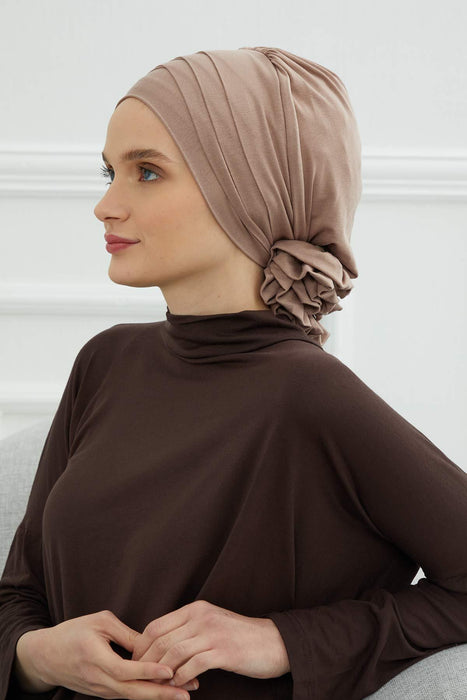 Chic Cross-Front Style Instant Turban Easy to Wear Cotton Stretch Headwrap, Elegant Modest Headwear, Versatile Pre-Tied Hijab for Women,B-14