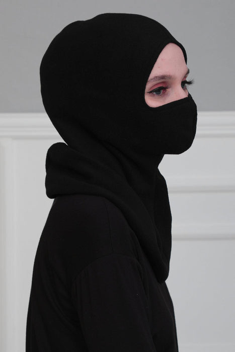 Instant Turban Fleece Lightweight Inner Bonnet Ninja Cap, Slip on Hijab, Balaclava Wind-Resistant Face Mask,TB-2P