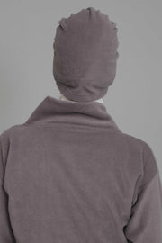 Instant Turban Fleece Removable Big Bowtie Scarf Head Wrap Chemo Headwear Bonnet Cap for Women,B-27P Grey