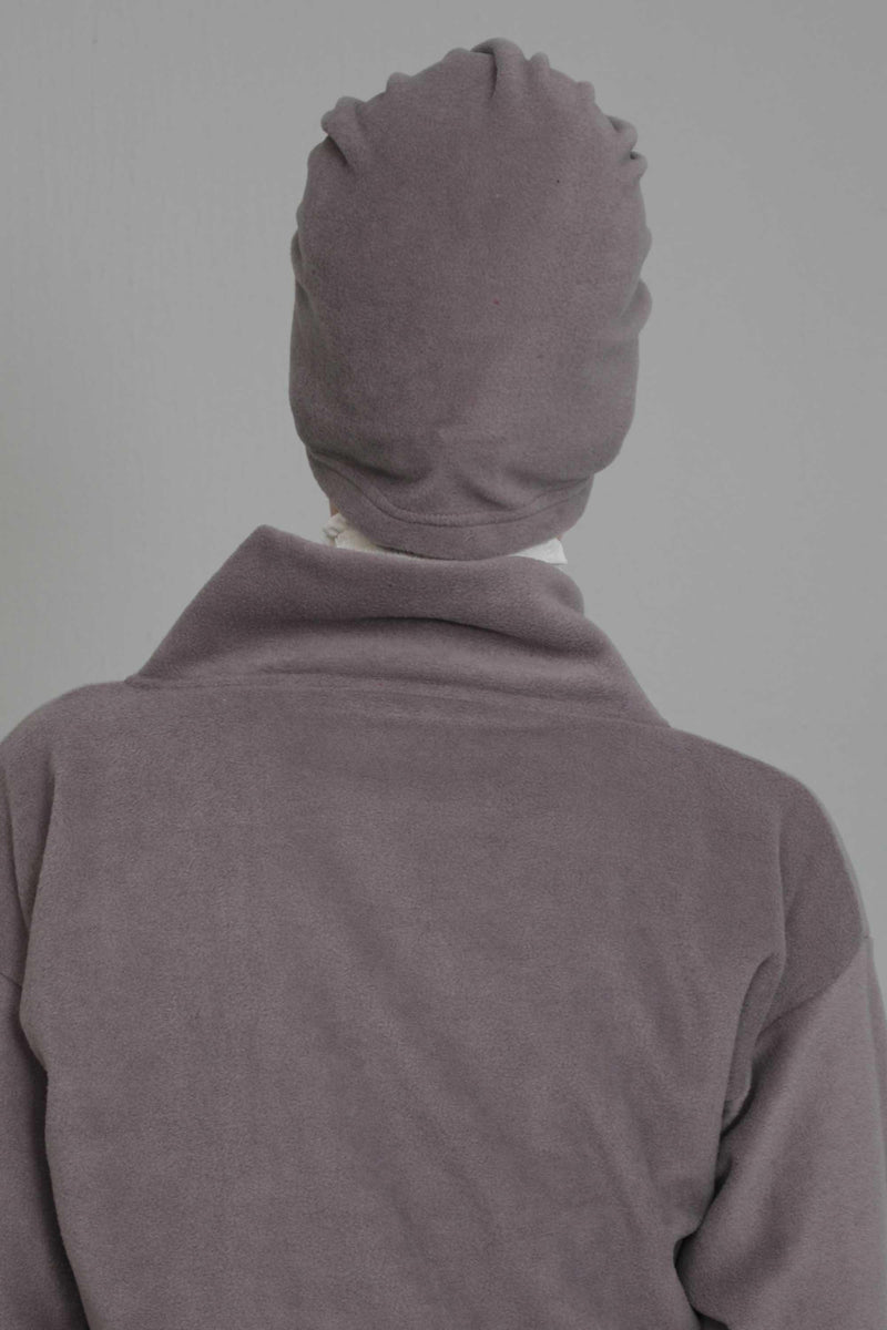 Instant Turban Fleece Removable Big Bowtie Scarf Head Wrap Chemo Headwear Bonnet Cap for Women,B-27P Grey