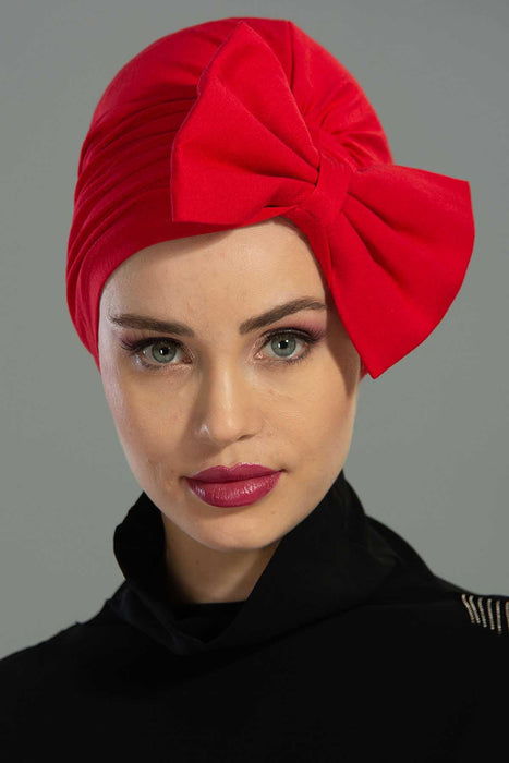 Bow-Knot Stretch Instant Turban Hijab for Women, Modern Modest Wear Instant Headwrap, Pre-Tied Big Bowtie Bonnet Cap, Chemo Headwear,B-11