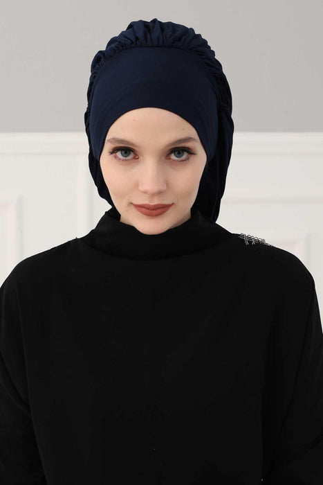 Instant Turban For Women Cotton Scarf Head Wrap Plain Headwear Sleep Cap Beanie Hat,B-25