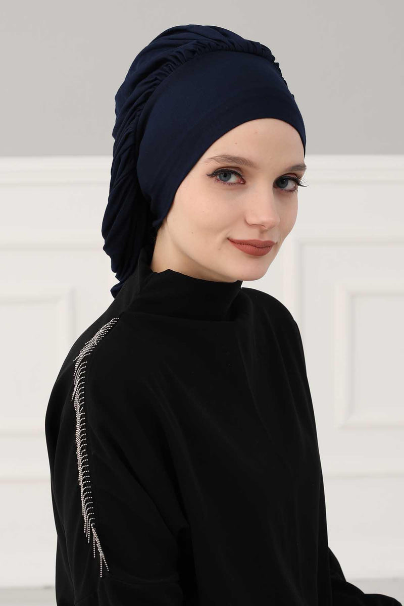 Stylish Cotton Instant Turban For Women Plain Head Wrap, Trendy Soft Beanie Hat for Daily Occasions, Comfortable Chemo Headwear,B-25