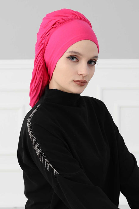 Stylish Cotton Instant Turban For Women Plain Head Wrap, Trendy Soft Beanie Hat for Daily Occasions, Comfortable Chemo Headwear,B-25