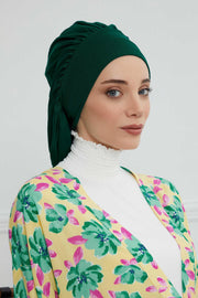 Stylish Cotton Instant Turban For Women Plain Head Wrap, Trendy Soft Beanie Hat for Daily Occasions, Comfortable Chemo Headwear,B-25 Green