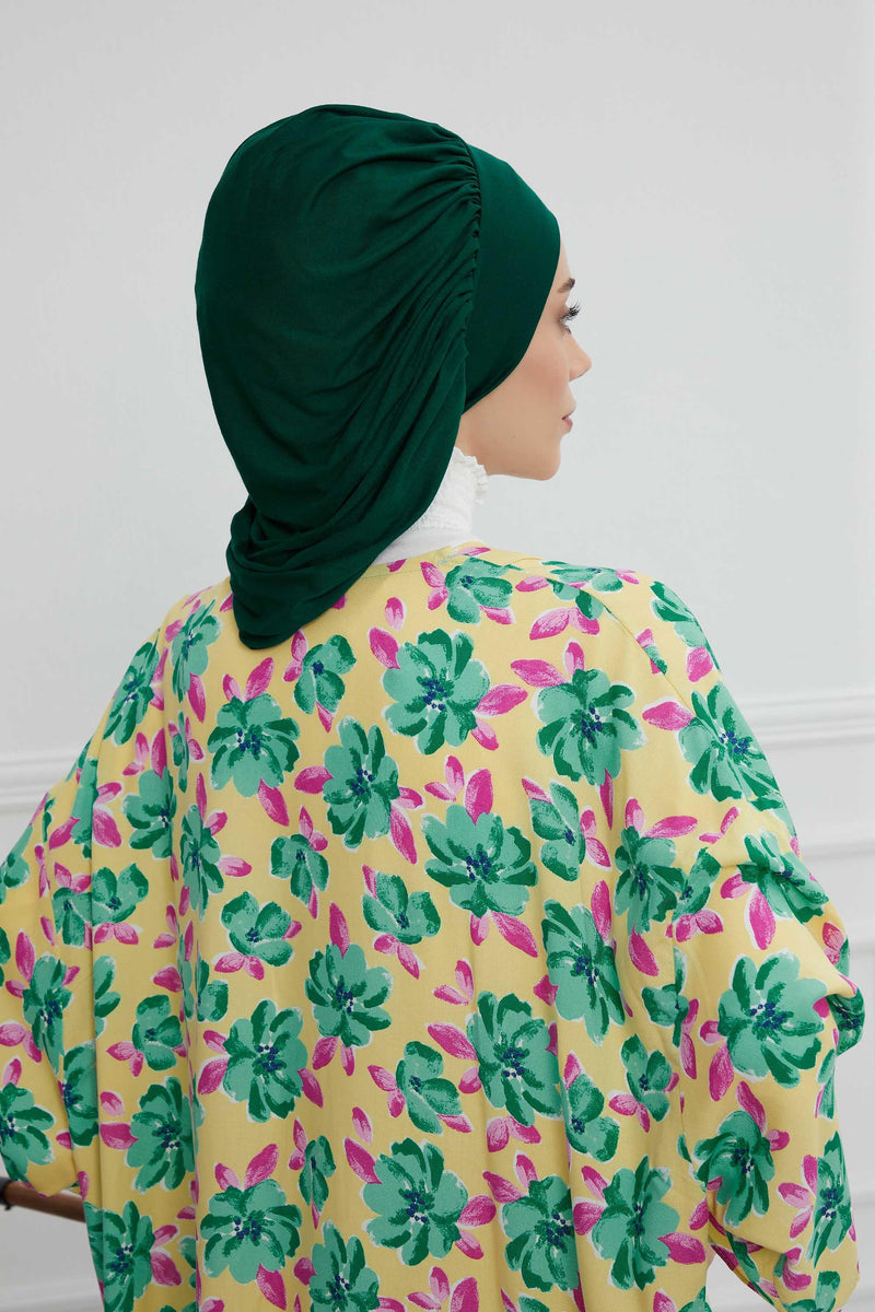 Stylish Cotton Instant Turban For Women Plain Head Wrap, Trendy Soft Beanie Hat for Daily Occasions, Comfortable Chemo Headwear,B-25 Green