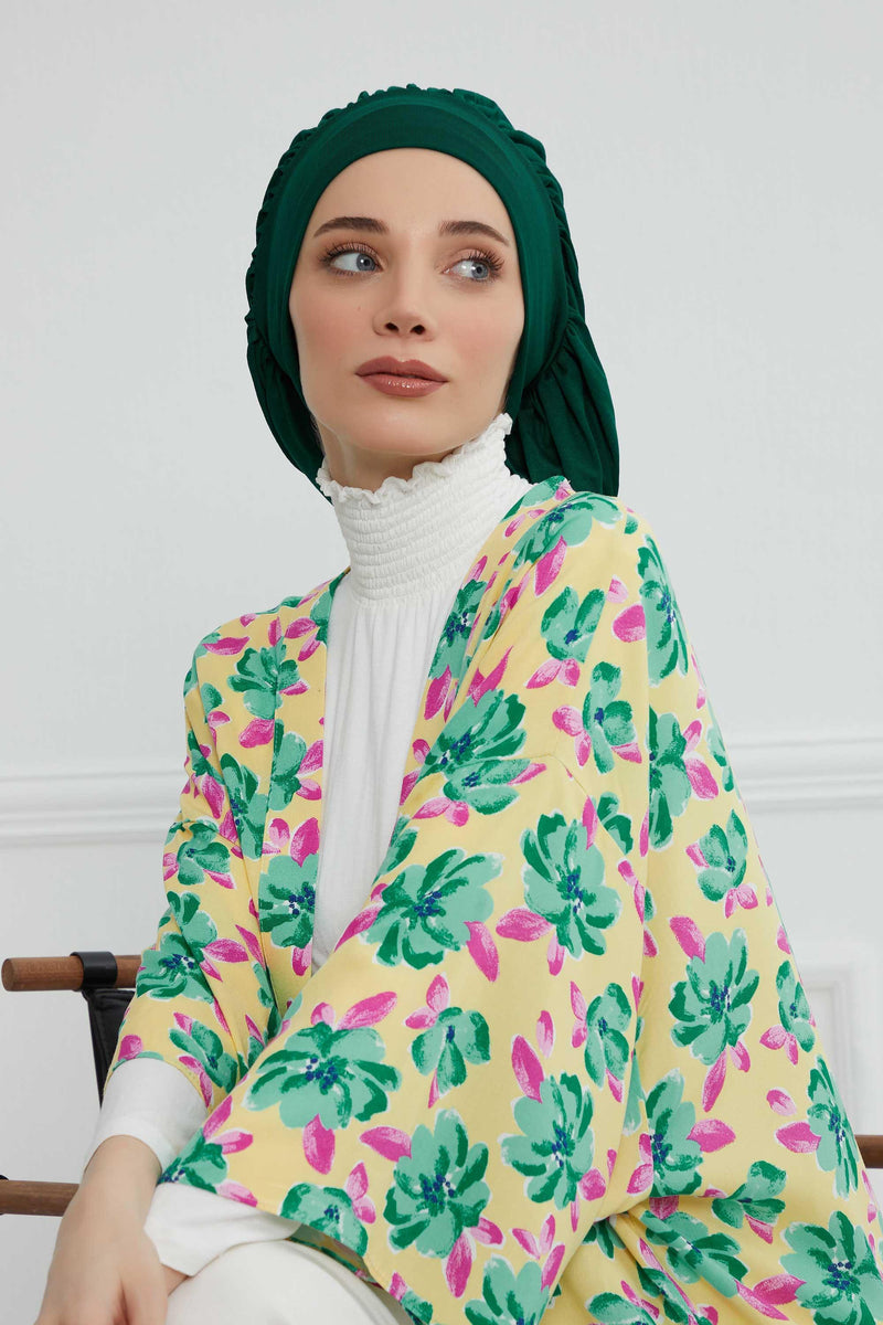 Stylish Cotton Instant Turban For Women Plain Head Wrap, Trendy Soft Beanie Hat for Daily Occasions, Comfortable Chemo Headwear,B-25 Green