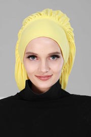 Stylish Cotton Instant Turban For Women Plain Head Wrap, Trendy Soft Beanie Hat for Daily Occasions, Comfortable Chemo Headwear,B-25 Green