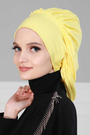 Stylish Cotton Instant Turban For Women Plain Head Wrap, Trendy Soft Beanie Hat for Daily Occasions, Comfortable Chemo Headwear,B-25 Green