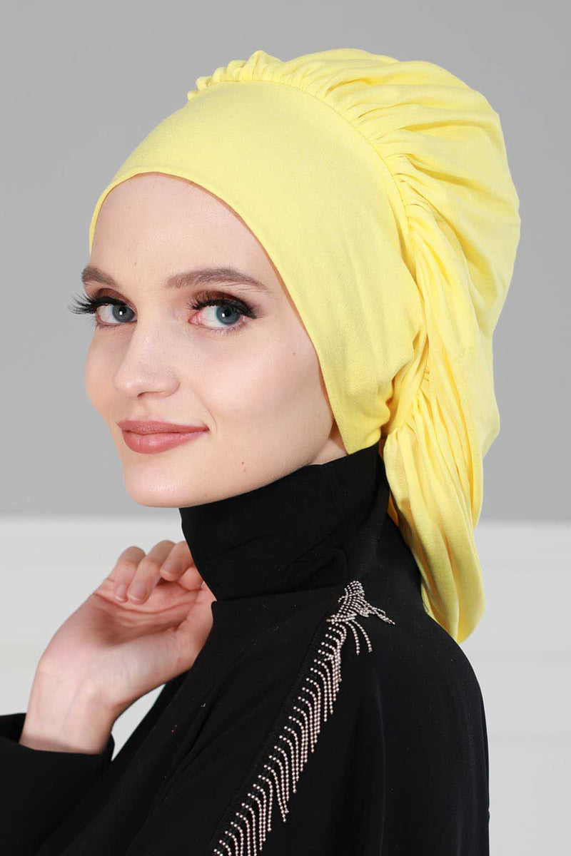 Stylish Cotton Instant Turban For Women Plain Head Wrap, Trendy Soft Beanie Hat for Daily Occasions, Comfortable Chemo Headwear,B-25 Green