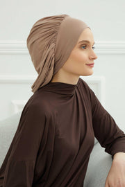 Stylish Cotton Instant Turban For Women Plain Head Wrap, Trendy Soft Beanie Hat for Daily Occasions, Comfortable Chemo Headwear,B-25 Mink