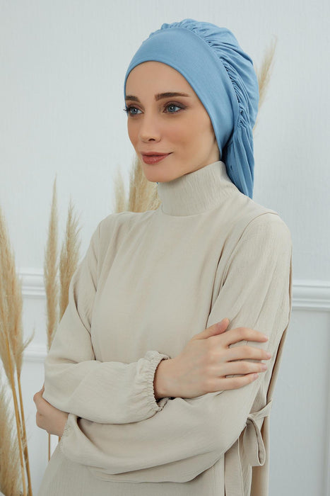 Instant Turban For Women Cotton Scarf Head Wrap Plain Headwear Sleep Cap Beanie Hat,B-25