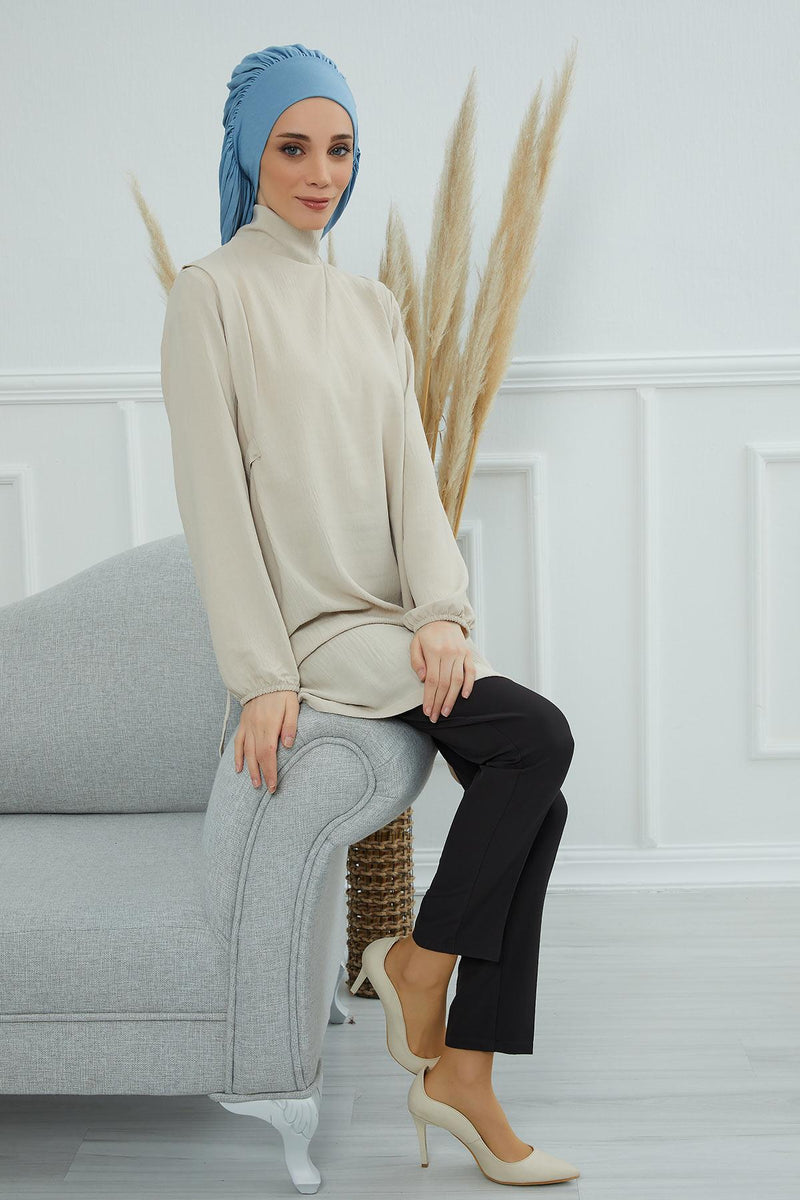 Stylish Cotton Instant Turban For Women Plain Head Wrap, Trendy Soft Beanie Hat for Daily Occasions, Comfortable Chemo Headwear,B-25 Blue