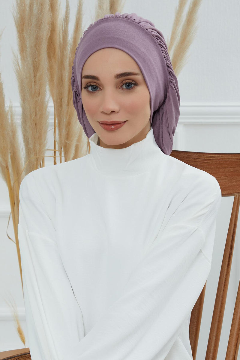 Stylish Cotton Instant Turban For Women Plain Head Wrap, Trendy Soft Beanie Hat for Daily Occasions, Comfortable Chemo Headwear,B-25 Blue