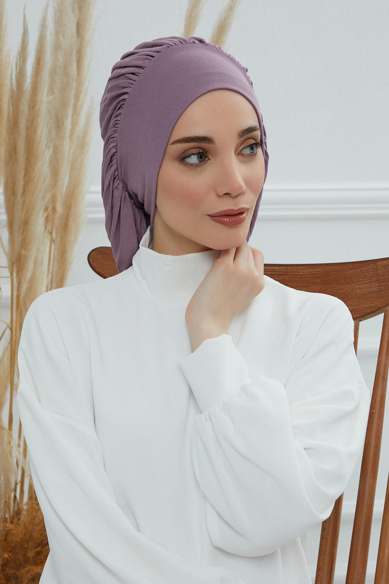 Stylish Cotton Instant Turban For Women Plain Head Wrap, Trendy Soft Beanie Hat for Daily Occasions, Comfortable Chemo Headwear,B-25 Blue