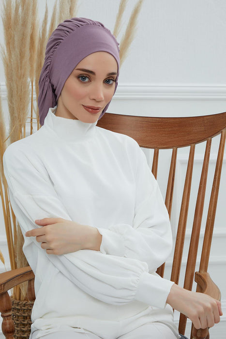 Stylish Cotton Instant Turban For Women Plain Head Wrap, Trendy Soft Beanie Hat for Daily Occasions, Comfortable Chemo Headwear,B-25 Blue