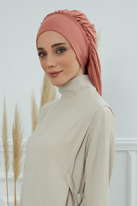 Stylish Cotton Instant Turban For Women Plain Head Wrap, Trendy Soft Beanie Hat for Daily Occasions, Comfortable Chemo Headwear,B-25 Blue