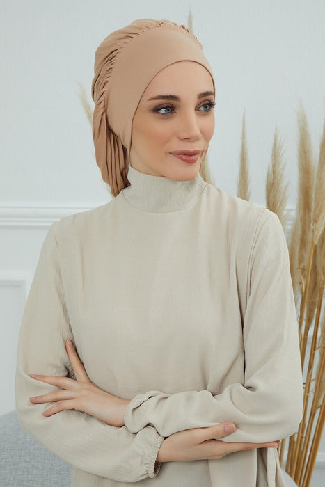 Stylish Cotton Instant Turban For Women Plain Head Wrap, Trendy Soft Beanie Hat for Daily Occasions, Comfortable Chemo Headwear,B-25 Blue
