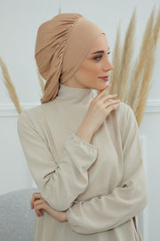 Stylish Cotton Instant Turban For Women Plain Head Wrap, Trendy Soft Beanie Hat for Daily Occasions, Comfortable Chemo Headwear,B-25 Blue