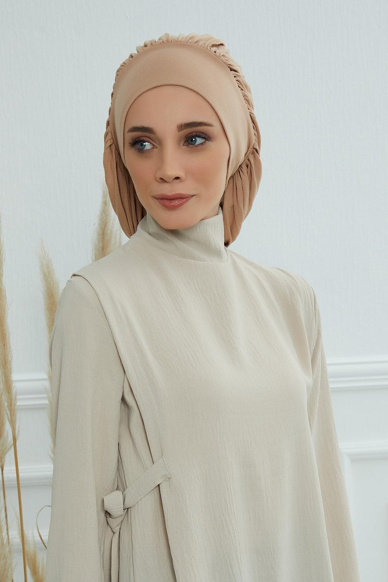 Stylish Cotton Instant Turban For Women Plain Head Wrap, Trendy Soft Beanie Hat for Daily Occasions, Comfortable Chemo Headwear,B-25 Blue