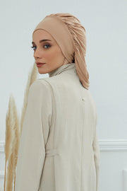 Stylish Cotton Instant Turban For Women Plain Head Wrap, Trendy Soft Beanie Hat for Daily Occasions, Comfortable Chemo Headwear,B-25 Blue