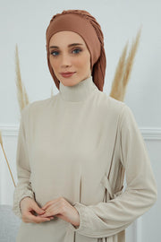 Stylish Cotton Instant Turban For Women Plain Head Wrap, Trendy Soft Beanie Hat for Daily Occasions, Comfortable Chemo Headwear,B-25 Caramel Brown