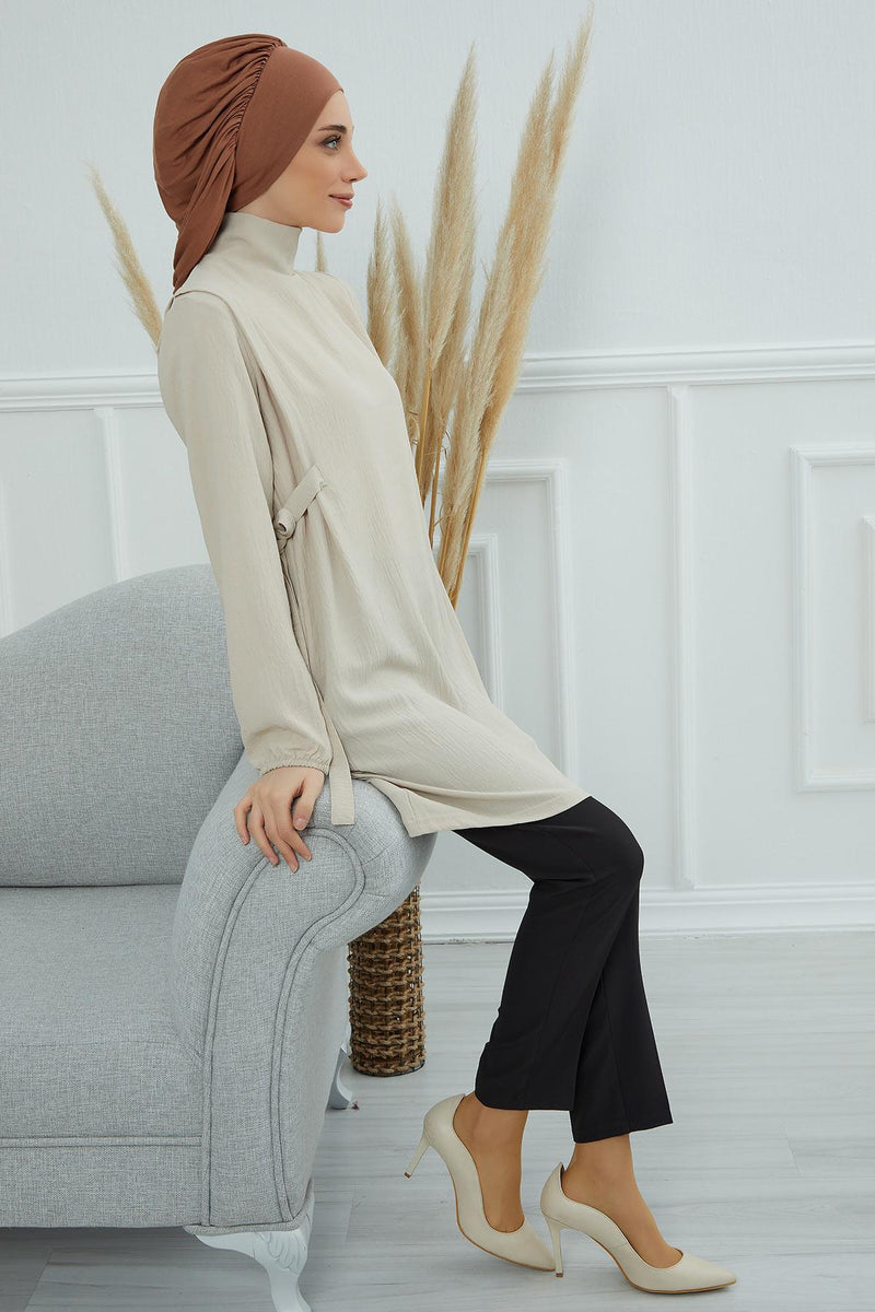 Stylish Cotton Instant Turban For Women Plain Head Wrap, Trendy Soft Beanie Hat for Daily Occasions, Comfortable Chemo Headwear,B-25 Caramel Brown