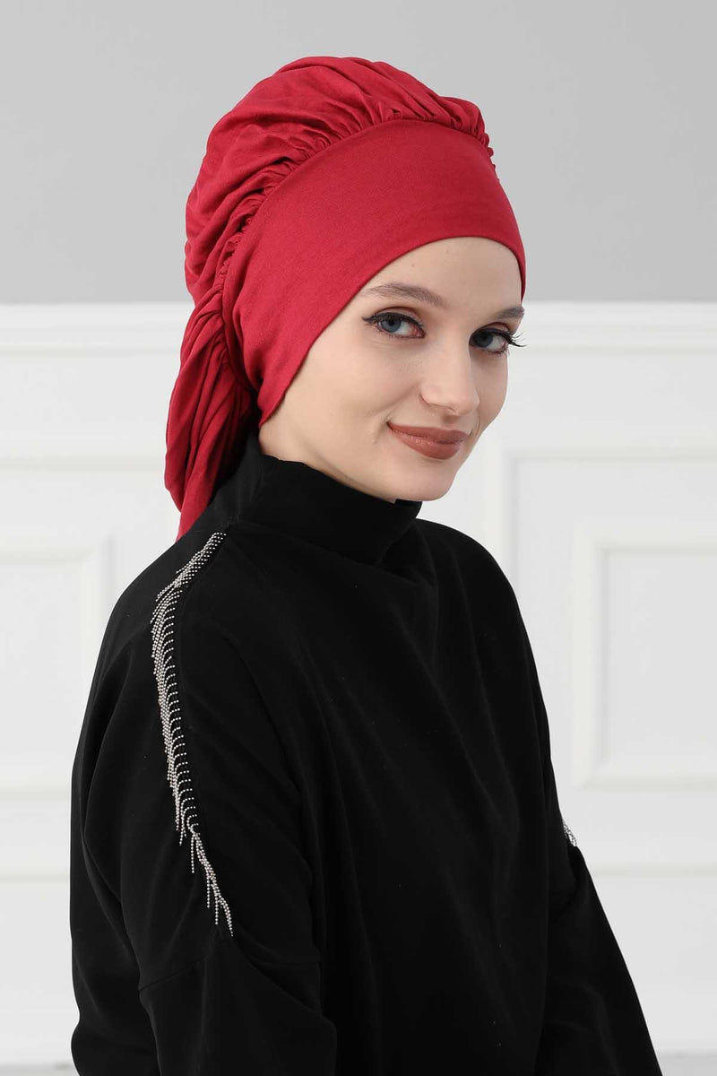 Stylish Cotton Instant Turban For Women Plain Head Wrap, Trendy Soft Beanie Hat for Daily Occasions, Comfortable Chemo Headwear,B-25 Caramel Brown