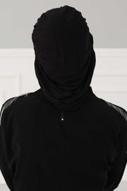 Stylish Cotton Instant Turban For Women Plain Head Wrap, Trendy Soft Beanie Hat for Daily Occasions, Comfortable Chemo Headwear,B-25 Black