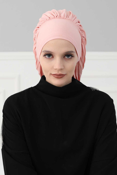 Stylish Cotton Instant Turban For Women Plain Head Wrap, Trendy Soft Beanie Hat for Daily Occasions, Comfortable Chemo Headwear,B-25