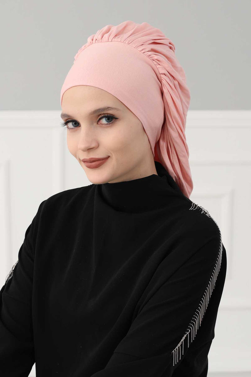Stylish Cotton Instant Turban For Women Plain Head Wrap, Trendy Soft Beanie Hat for Daily Occasions, Comfortable Chemo Headwear,B-25 Black