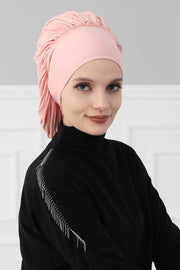 Stylish Cotton Instant Turban For Women Plain Head Wrap, Trendy Soft Beanie Hat for Daily Occasions, Comfortable Chemo Headwear,B-25 Black