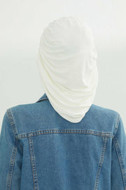 Stylish Cotton Instant Turban For Women Plain Head Wrap, Trendy Soft Beanie Hat for Daily Occasions, Comfortable Chemo Headwear,B-25 Ivory