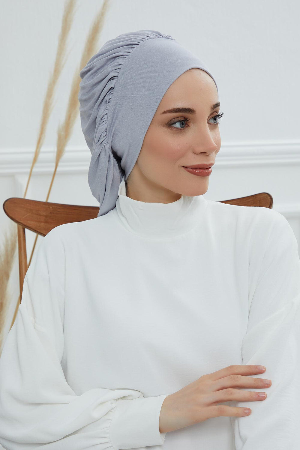 Stylish Cotton Instant Turban For Women Plain Head Wrap, Trendy Soft Beanie Hat for Daily Occasions, Comfortable Chemo Headwear,B-25 Grey 2
