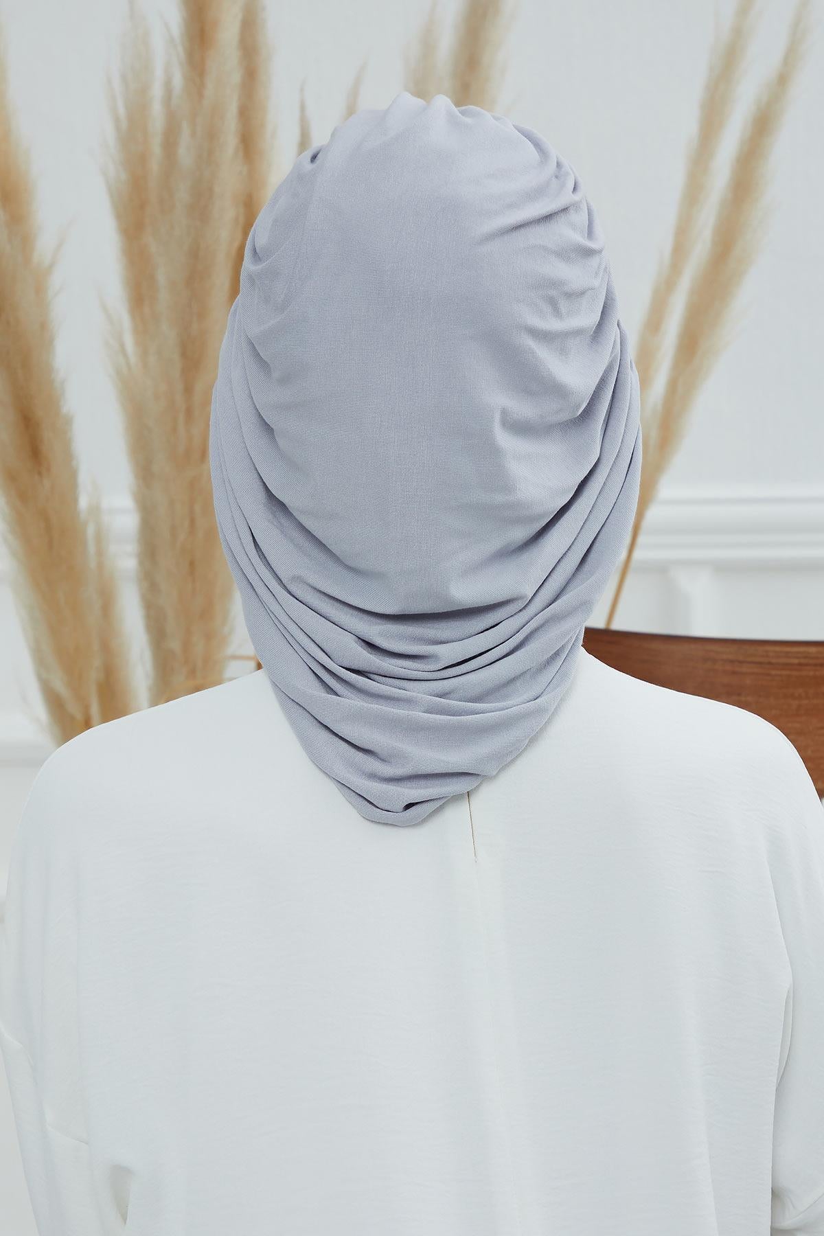 Stylish Cotton Instant Turban For Women Plain Head Wrap, Trendy Soft Beanie Hat for Daily Occasions, Comfortable Chemo Headwear,B-25 Grey 2