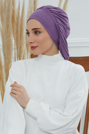 Stylish Cotton Instant Turban For Women Plain Head Wrap, Trendy Soft Beanie Hat for Daily Occasions, Comfortable Chemo Headwear,B-25 Purple 2
