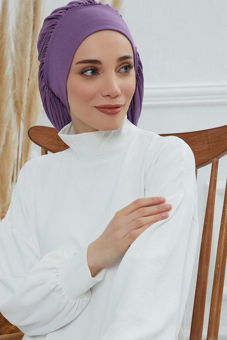 عمامة قطنية أنيقة للنساء، غطاء رأس سادة، قبعة صغيرة عصرية ناعمة للمناسبات اليومية، غطاء رأس مريح للعلاج الكيميائي، B-25