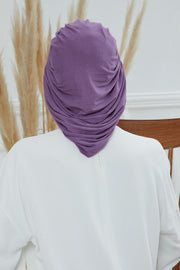 Stylish Cotton Instant Turban For Women Plain Head Wrap, Trendy Soft Beanie Hat for Daily Occasions, Comfortable Chemo Headwear,B-25 Purple 2