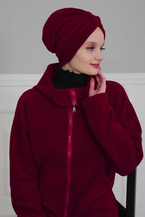 Super Soft Fleece Instant Turban Hijab for Women, Elegant Winter Fashion Hijab Turban, Warm Pre-Tied Headwrap, Comfortable Chemo Bonnet,B-4P