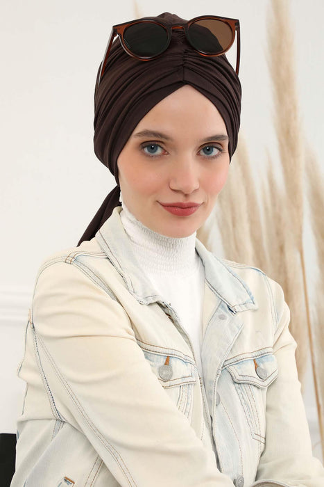 Smocked Shirred Instant Turban for Women, Cotton Lightweight Head Wrap with a Beautiful Design, Stylish Chemo Headwear Turban for Women,B-1