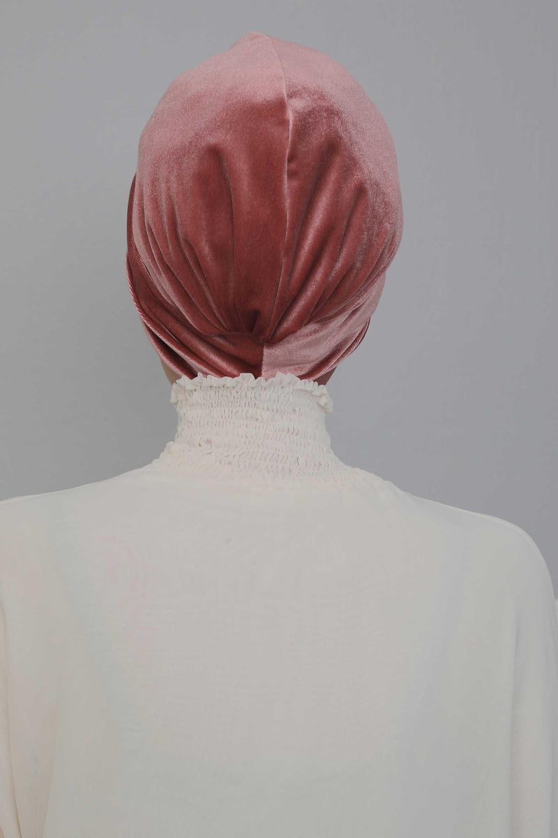 Velvet Maharajah-Style Instant Turban Hijab for Women, Elegant Pre-Tied Velvet Headwrap, Luxurious Lightweight Modest Hijab Headwear,B-4K