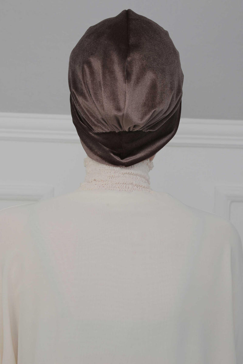Velvet Maharajah-Style Instant Turban Hijab for Women, Elegant Pre-Tied Velvet Headwrap, Luxurious Lightweight Modest Hijab Headwear,B-4K