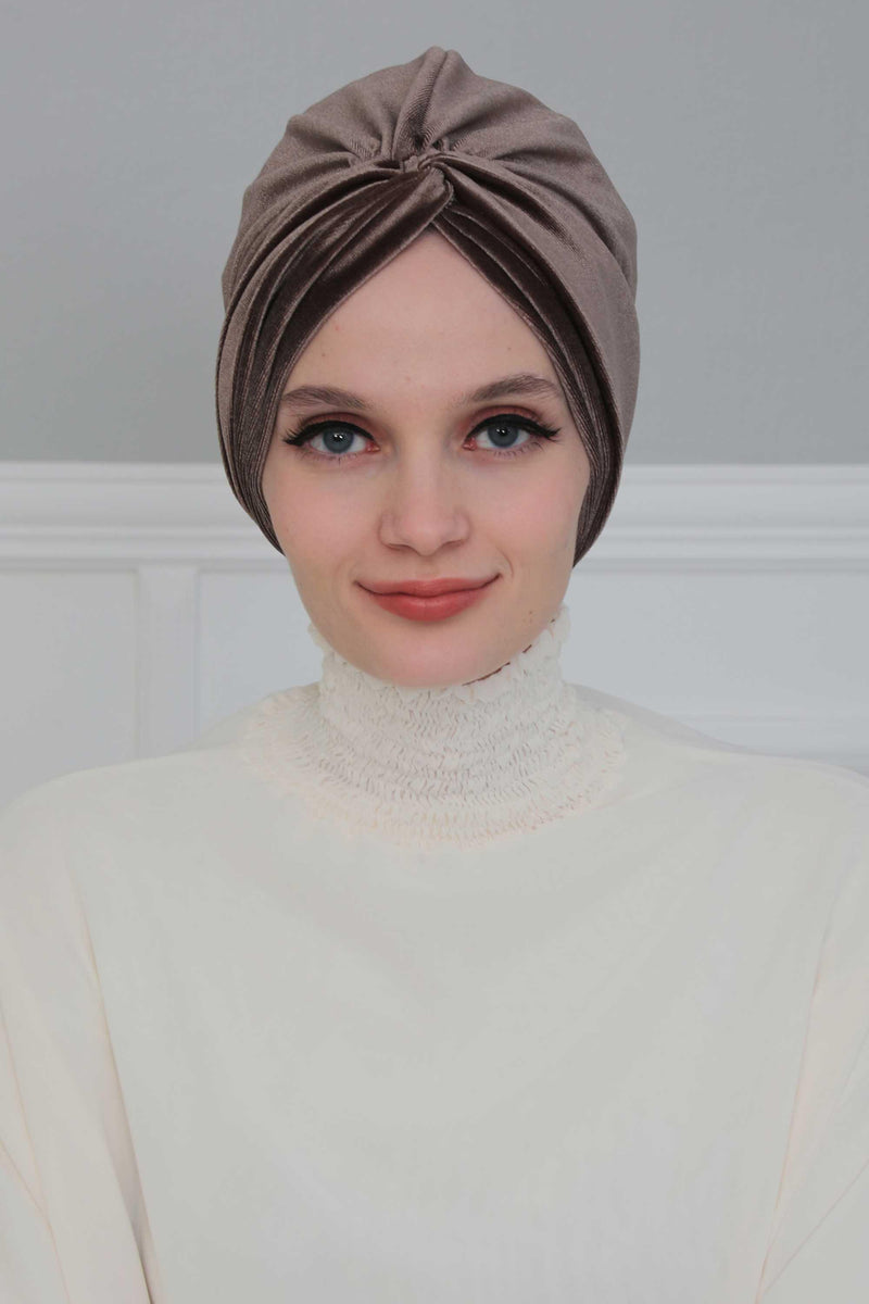 Velvet Maharajah-Style Instant Turban Hijab for Women, Elegant Pre-Tied Velvet Headwrap, Luxurious Lightweight Modest Hijab Headwear,B-4K